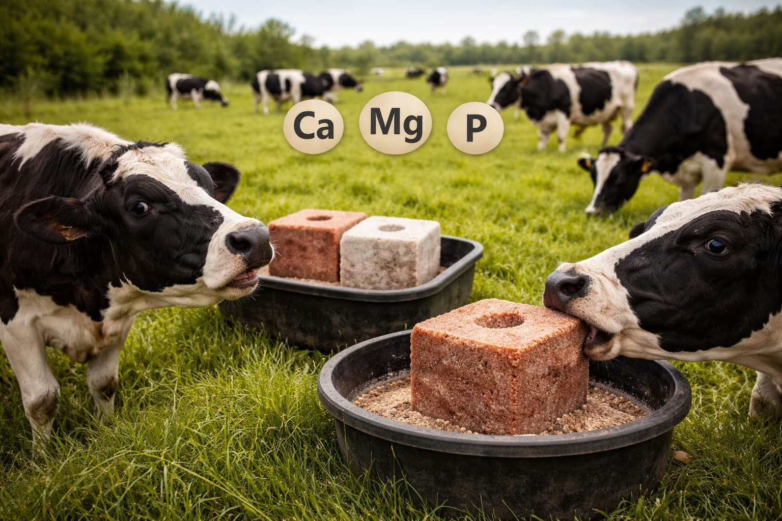 krowy na pastwisku zlizują wapń, magnez i fosfor