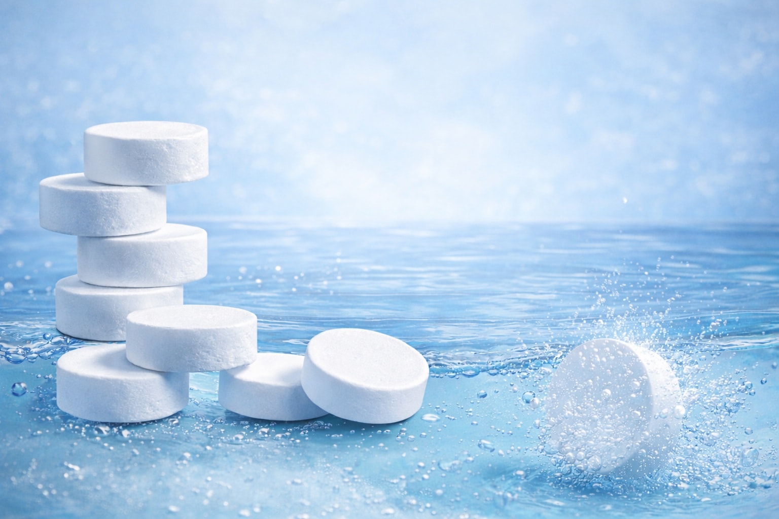 Tabletki solne, które wpadają do wody